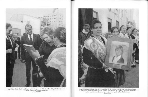 La reina de la Fira de 1976 les hizo entrega de un cuadro del príncipe pintado por Salvador Vives.